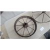 Image 2 : 2 Antique Iron Spoked Wheels, Rustic Farm/Wagon Wheels, 19" Diameter