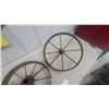 Image 3 : 2 Antique Iron Spoked Wheels, Rustic Farm/Wagon Wheels, 19" Diameter