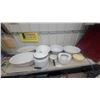 Image 1 : Vintage White Enamelware Collection – Pails, Basins, Pots, Bedpan w/ Red and Black Trim