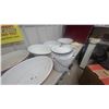 Image 3 : Vintage White Enamelware Collection – Pails, Basins, Pots, Bedpan w/ Red and Black Trim