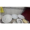 Image 5 : Vintage White Enamelware Collection – Pails, Basins, Pots, Bedpan w/ Red and Black Trim