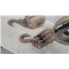 Image 3 : 3 Antique Wooden Block and Tackle Pulleys w/ Iron Hooks and Wood Belt Drive Pulley