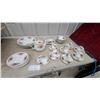 Image 1 : Myott Rose Garden Floral China Tea Set – 43-Piece Place Setting w/ Teapot, Sugar Bowl, Creamer