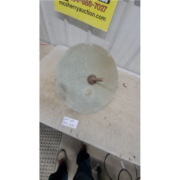 Vintage Grinding Wheel w/ Metal Shaft/Arbor, 18" Diameter