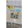Image 1 : 2 Vintage Turquoise 1¢ Gumball/Candy Vending Machines on Wood Base w/ Key