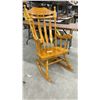Image 1 : Wooden Rocking Chair w/ Carved Floral Back and Spindle Details