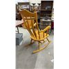 Image 2 : Wooden Rocking Chair w/ Carved Floral Back and Spindle Details