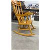 Image 3 : Wooden Rocking Chair w/ Carved Floral Back and Spindle Details