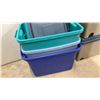Image 3 : 10 Assorted Plastic Storage Totes w/ Lids, Various Sizes and Colors