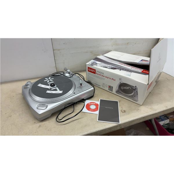 ION LPDOCK USB Turntable w/ iPod Dock, Original Box, Software CD and Manual
