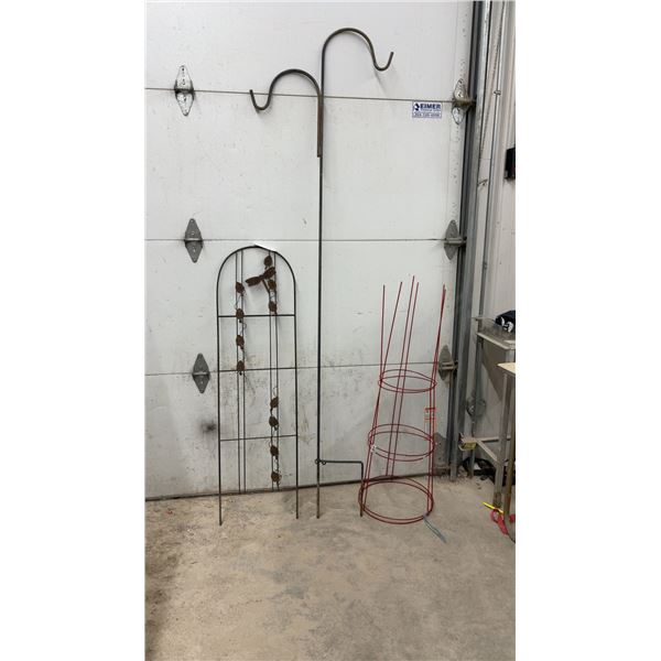 84" Shepherd's Hook, 49" Garden Trellis, and 2 Tomato Cages