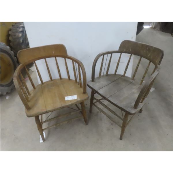 2 Wooden Arm Chairs