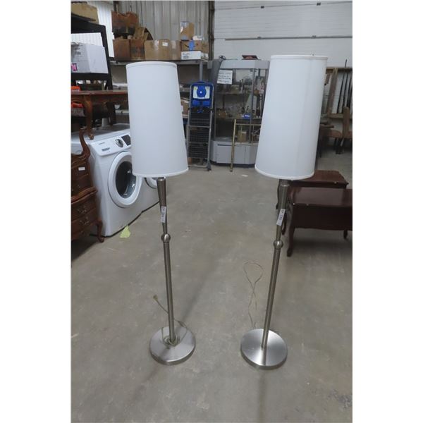 2 Matching Modern Stainless Steel Floor Lamps