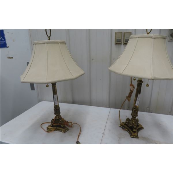 2 Brass Style Tabletop Lamps