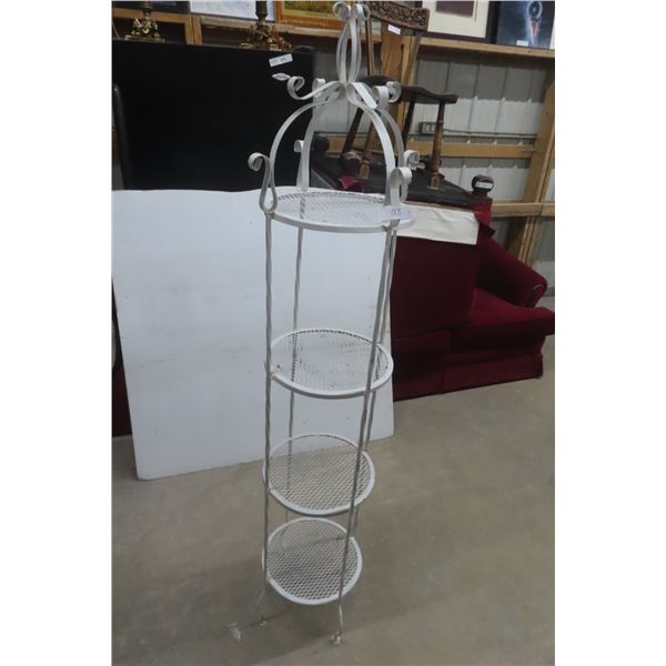 Wrought Iron Wheel Display and Shelf, 60" High, 13" Diameter