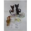 Image 1 : 2 Blue Mountain Style Cats and 3 Hanging Tea Cups