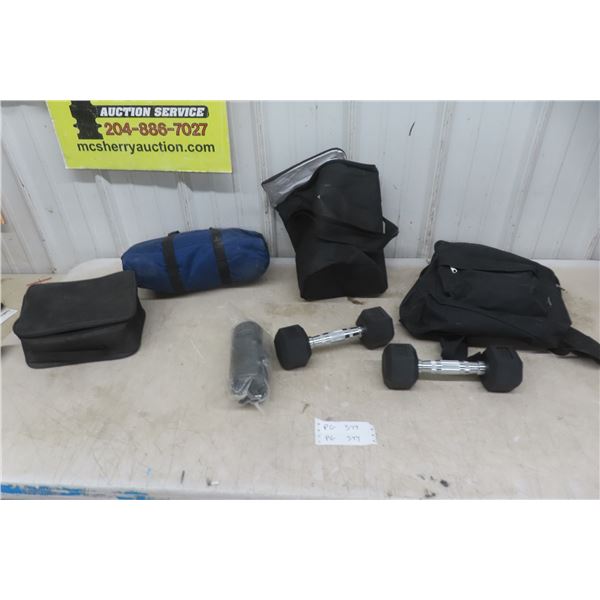 2 x 7.5 lb Dumbbells w/ Carry Case and Insulated Water Bottle