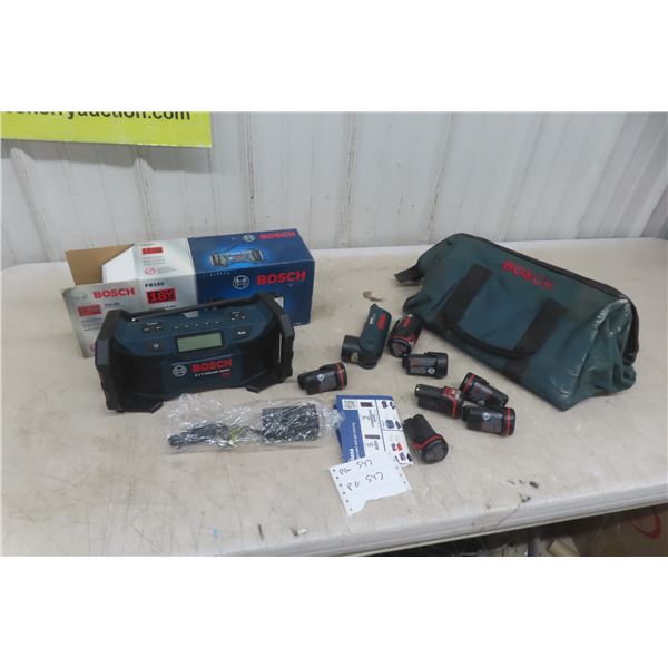 Bosch 18V Radio, Flashlight and 10.8 Battery