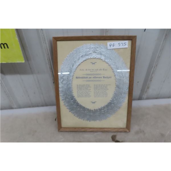 German 25th Wedding Anniversary Memento, 12x15" and 20x26"