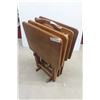 Image 1 : 4 Wooden Folding TV Tables w/ Rack/Stand
