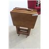 Image 2 : 4 Wooden Folding TV Tables w/ Rack/Stand