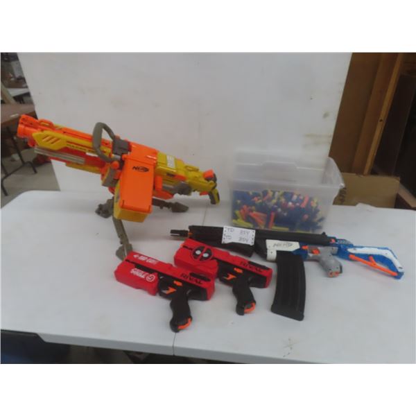 Nerf Gatling Gun, 2 Deadpool Pistols, and Works w/ 100 Darts