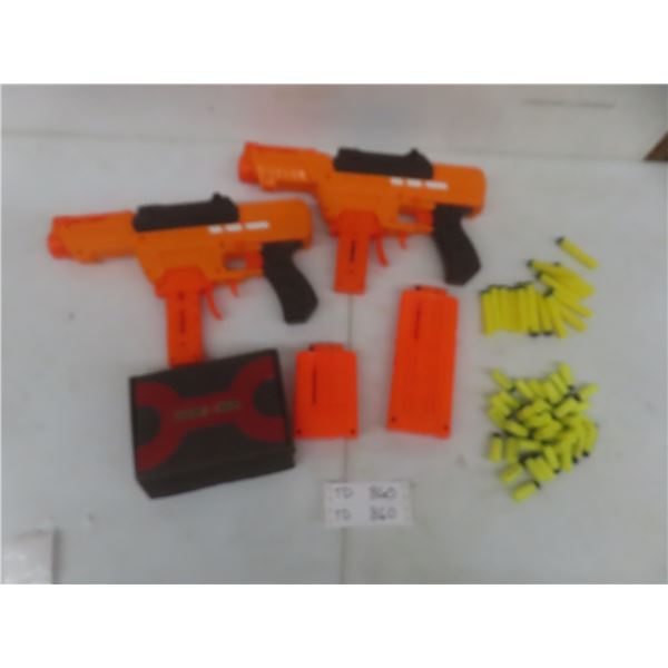 2 Nerf Aeon-Pro Guns w/ Worker Spring Kit and Extra Mags