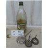 Image 1 : Quaker State 1-Quart Glass Oil Bottle and 3 Oilers