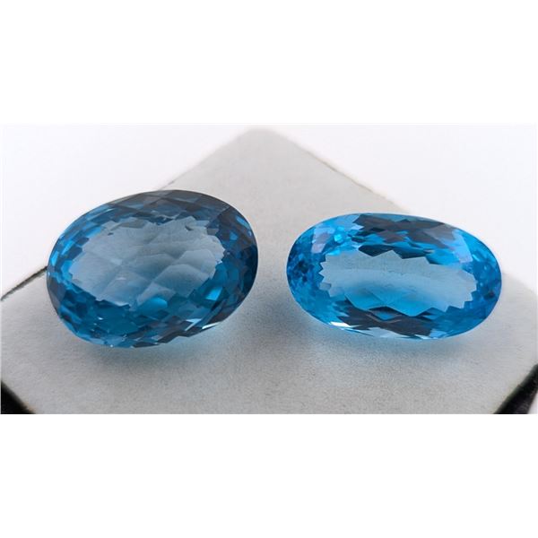68.67 ct Certified Royal Blue Topaz gemstone Pair ($17,500 Appraisal)