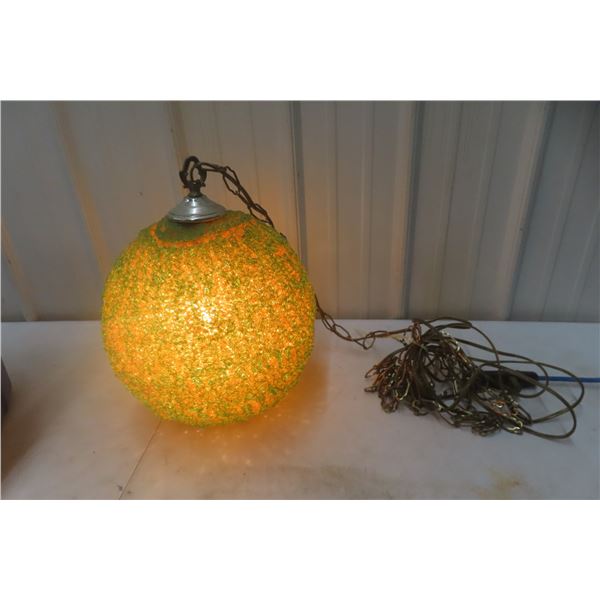 1960s MCM Spaghetti Swag Lamp w/ Star Graphics, Gold, Yellow, and Green