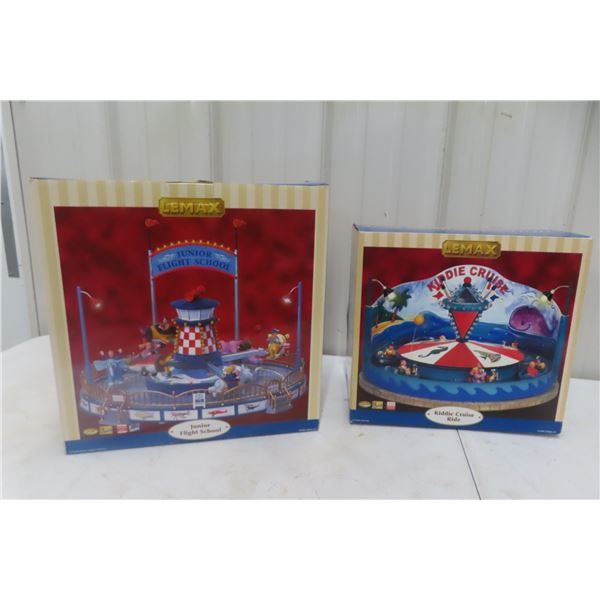 Lemax Village Collection – Junior Flight School Animated Carnival Ride and Kiddie Cruise Ride