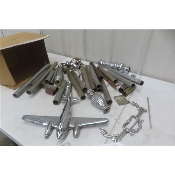 Vintage Airplane Ashtrays and Parts, Including One Chrome Plane