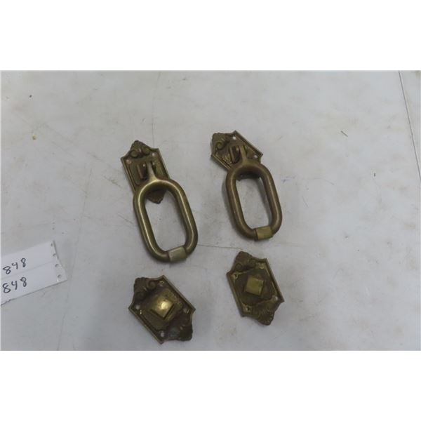 2 Solid Brass Loop Door Knockers, Old Victorian Style