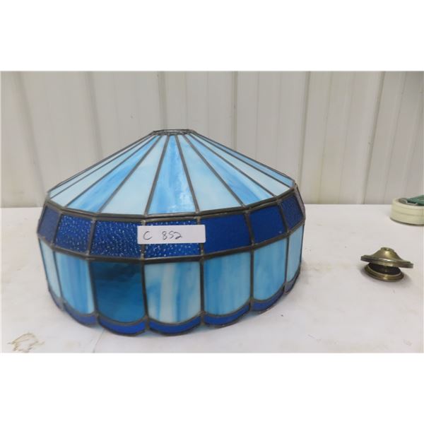 Stained Glass Light Shade, 20", on Old Metal Base