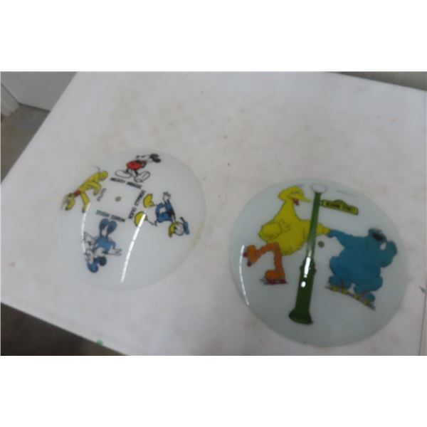 (2) Vintage Light Fixture Shades - Sesame Street 1981 Muppets Inc & Walt Disney Productions
