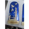 Image 2 : (4) Vintage Wall Art Mirrored Panels - Carved Ivory-Coloured Wooden Silhouettes MCM, 3 @ 6" x 25"