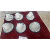 Image 2 : Erica Hotelwear Potters Canada White Cups & Saucers with Teal Border, Set of 6