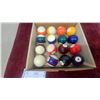 Image 2 : Set of Pool/Billiard Balls in Cardboard Box, Standard Numbered Solids and Stripes with Cue Ball