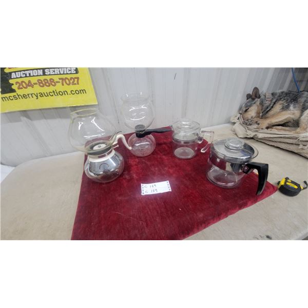 Vintage Glass Vacuum Siphon Coffee Makers, Lot of 4
