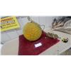 Image 1 : Vintage Spaghetti Spun Resin Hanging Swag Lamp, Green/Yellow/Orange, with Chain MCM