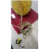 Image 4 : Vintage Spaghetti Spun Resin Hanging Swag Lamp, Green/Yellow/Orange, with Chain MCM