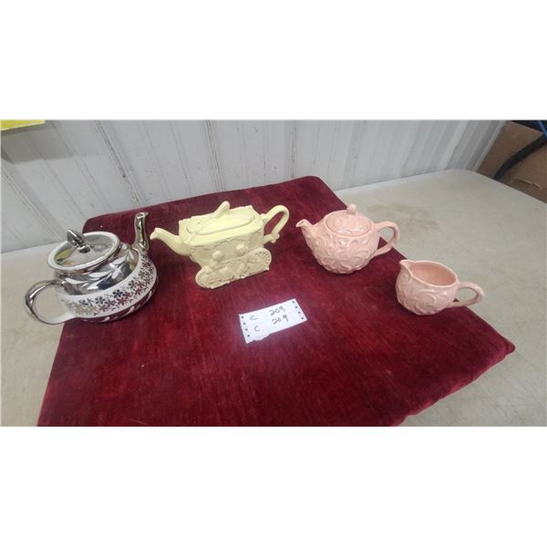 3 Cream Ceramic Teapot Cinderala Gibson Plus