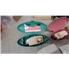 Image 2 : Singer Buttonholer Attachments (2) in Green and Pink Cases with Templates and Travel Iron N.O.S.
