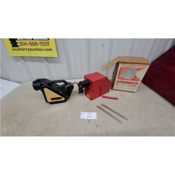 Magna-Vue Projector with Red Metal Base and Original Box