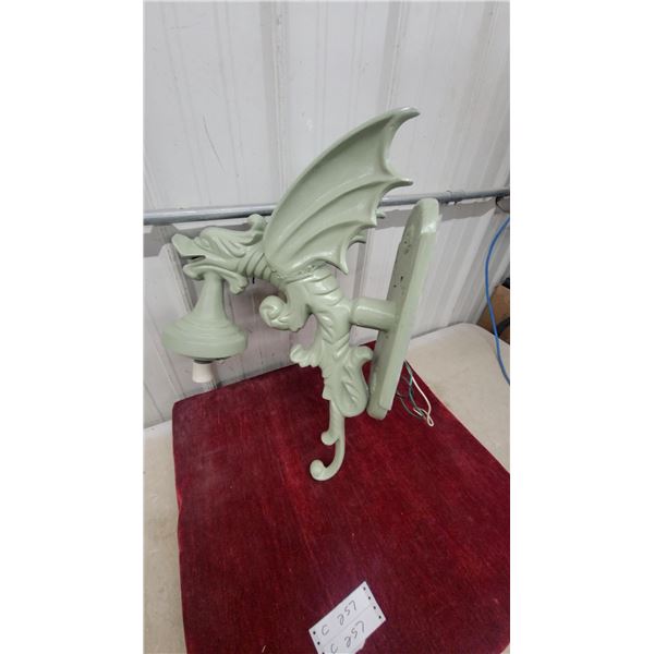 Cast Metal Dragon Wall Sconce Light Fixture with Mounting Plate and Wiring Components 26 x 18"