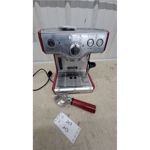 Breville Espresso Machine with Portafilter, Red/Stainless Steel, Hot Water & Steam Functions