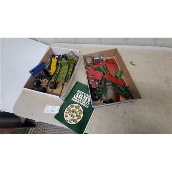Meccano Army Multikit with Book of Models, Assorted Parts, Plates, Wheels and Hardware Vintage