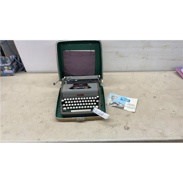 Royal Quiet De Luxe Portable Typewriter with Original Carrying Case and Manual