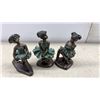 Image 2 : Collection of 12 Bronze-Effect Ballerina Figurines in Green Tutus, Various Poses