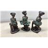 Image 3 : Collection of 12 Bronze-Effect Ballerina Figurines in Green Tutus, Various Poses